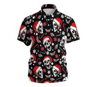 Camicia con Fiocco Rosa Uomo Camicie Uomo Manica Corta Stampa Nastro Rosa Mese di Prevenzione e Controllo del Cancro al Seno Camicia Cura della Salute delle Donne, A nero, 4X-Large