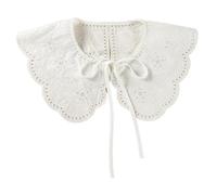 Camicia con mezzo colletto e colletto staccabile, Avvolgente scialle ricamato in pizzo con colletto finto in cotone bianco. Scollo da 42 cm