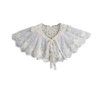 Camicia con mezzo colletto e colletto staccabile, Collo finto staccabile scialle ricamo pizzo floreale bowknot beige scollo 43 cm