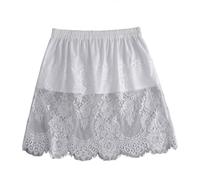 Camicia con Orlo Falso Allungato Lace Floral Fake Skirts for Women Shirt Extenders Adjustable Fake Top Lower Sweep Fake Hem Detachable Waist Underskirt(White)