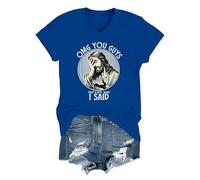 Camicia con scollo a V con scritta "OMG You Guys That's Not What I Said Jesus", Blu reale, S