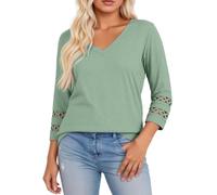 Camicia con scollo a V, maniche a tre quarti, maglietta casual, elastica, traspirante, morbida, comoda, per tutti i giorni, Gn1, 3XL