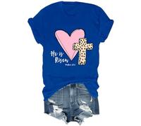 Camicia con scritta in lingua inglese "He is Risen Bible Verse", vintage, cristiana, pasquale, versi, croce, Gesù, camicia unisex, Blu reale, L