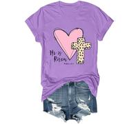 Camicia con scritta in lingua inglese "He is Risen Bible Verse", vintage, cristiana, pasquale, versi, croce, Gesù, camicia unisex, Viola, S