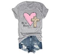 Camicia con scritta in lingua inglese "He is Risen Bible Verse", vintage, cristiana, pasquale, versi, croce, Gesù, camicia unisex, Grigio, XS