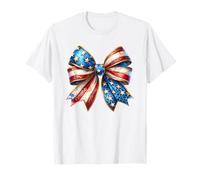 Camicia Coquette Bow con bandiera degli Stati Uniti, graziosa grafica americana del 4 luglio Maglietta