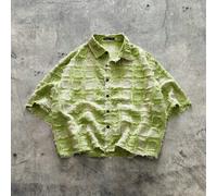 Camicia corta a maniche corte da uomo in tessuto a quadri, adatta per l'estate, un elemento essenziale dello streetwear L,M,S,XL,XS,XXL,XXS,XXXL,XXXXLTessuto intrecciato