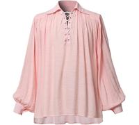 Camicia costume PIRATA Rinascimentale Medievale d'epoca Tunica rosa UOMO XL e L
