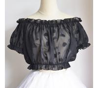Camicia Crop In Chiffon Per Ragazze Lolita Con Ruches E Spalle Scoperte