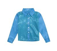 Camicia da Bambina a Maniche Lunghe con Paillettes Luccicanti per Bambina, per Costume da esibizione di Danza Jazz Maglia Ragazzo 12 Anni Camice da Ignifugo