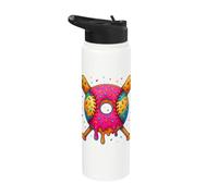 Camicia da baseball con glassa rosa e spruzzi Stainless Steel Insulated Water Bottle