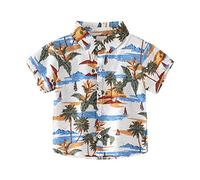 Camicia da bicicletta hawaiana per bambini piccoli e grandi a maniche corte, camicia tropicale per bambini e da 2 a 8 anni, bianco, 7-8 Anni