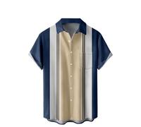 Camicia da Bowling a Maniche Corte da Uomo con Bottoni a Maniche Corte hawaiane Casual Stampato Estate vestibilità Regolare Spiaggia Aloha Camicia, Bowling Royal Blue, L