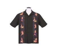Camicia Da Bowling Nera A Pannello Con Bottoni Multi Pinup Girls ST35368
