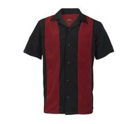 Camicia Da Bowling Retro Casual A Maniche Corte Con Bottone Due Toni Per Uomo