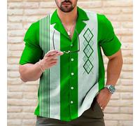 Camicia da bowling uomo casual ed elegante retrò a righe vintage top abbottonat