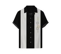 Camicia da bowling vintage da uomo anni '50 retrò stile rockabilly camicie a maniche corte button down musica camicie hawaiane camicia da bowling stampa retrò camicie hawaiane a maniche corte camicia