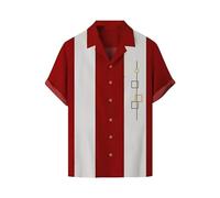Camicia da bowling vintage da uomo anni '50 retrò stile rockabilly manica corta button down musica camicie hawaiane camicia da bowling stampa retrò camicie hawaiane maniche corte casual button down