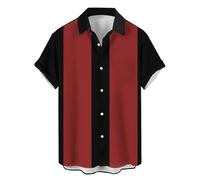 Camicia da bowling vintage da uomo, stile vintage anni '50, stile rockabilly, a maniche corte, button down music, camicia hawaiana, M