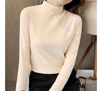 Camicia da donna a collo alto a mezza altezza, tinta unita, foderata in peluche, vestibilità regolare, a maniche lunghe, indumento per la vita quotidiana, vacanze, feste, club, applicazione per tutte