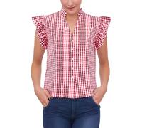 Camicia da donna a maniche corte, per Oktoberfest, da donna, a quadretti, moderna, stile medievale, per la città, il paese