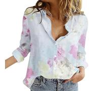 Camicia da Donna a Maniche Lunghe con Motivo 2024, Blusa con Stampa Floreale, Camicia Button Down da Donna, Camicia Leggera a Maniche Lunghe, Blusa alla Moda, Top Casual Primavera Estate, Camicie