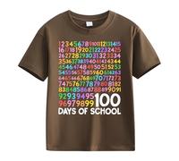 Camicia da donna a maniche lunghe, per ragazze e ragazzi, casual, a maniche corte, 100 giorni di scuola, opening 100 giorni Anniversary Personality Loose Short Sleeved T Shirts Pancia, marrone, 4-5