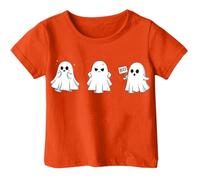 Camicia da donna a quadri, stile Halloween, maglietta a maniche corte, adatta per bambine da 1 a 13 anni, Colore: arancione., 10-11 Anni