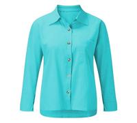 Camicia da donna, camicetta in maglietta con scollo a V, maniche lunghe, tinta unita, lunga in cotone, casual, camicetta chic e traspirante, top elegante, anti UV, maglietta per esterni, Verde menta