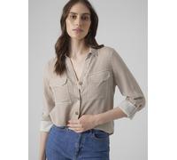 VERO MODA Camicia da donna 'VMBumpy' marrone chiaro / bianco, Taglia XL