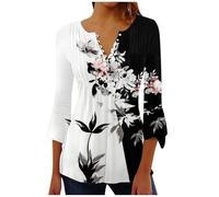 Camicia da donna Cold Gear Top per le donne 2025 camicie con stampa alla moda a maniche lunghe con scollo a V maglietta casual camicetta allentata top da yoga lunga, bianco, 3XL