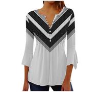 Camicia da donna Cold Gear Top per le donne 2025 camicie con stampa alla moda a maniche lunghe con scollo a V maglietta casual camicetta allentata top da yoga lunga, Grigio, 3XL