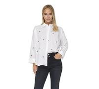 Camicia da Donna con Colletto a Scatola, Polsini Comodi ed Eleganti, Colore:Bianco-4, Taglia:M