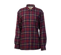 Camicia da donna con colletto foderato in pile marrone blu navy a quadri...