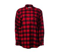 Camicia da donna con colletto foderato in pile rosso nero a quadri...
