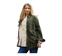 Camicia da donna con colletto foderato in pile verde bosco nero a quadri...