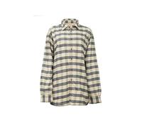 Camicia da donna con colletto foderato in pile verde navy a quadri...