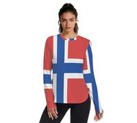 Camicia da donna con protezione solare UV UPF 50+, ad asciugatura rapida, leggera, a maniche lunghe, rash guard, escursionismo, corsa, Bandiera dell'isola Bouvet, S