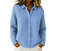 Camicia da donna con risvolto cardigan lavorato a maglia con stampa 3D per Natale, autunno e inverno, top in Europa e America, B, 9#, XL