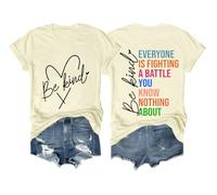 Camicia da donna con scritta "Everyone is Fighting A Battle You Know Nothing About Shirt", "Be Kind", Colore: giallo crema., XXL