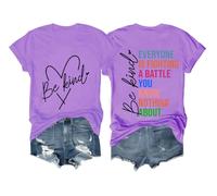Camicia da donna con scritta "Everyone is Fighting A Battle You Know Nothing About Shirt", "Be Kind", Viola chiaro, XXL