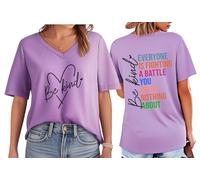 Camicia da donna con scritta "Everyone is Fighting A Battle You Know Nothing About Shirt", "Be Kind", Viola-v, XXL