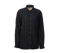 Camicia da donna in flanella con colletto foderato in pile verde tartan...