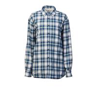 Camicia da donna in flanella foderata in pile con colletto Douglas blu...