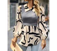 Camicia da donna manica lunga grigia M con colletto a reversibile doppio finto facile da indossare