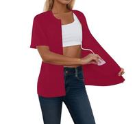 Camicia da donna per il recupero dopo una mastectomia, chemioterapia, con accesso alla porta, cerniera sulla spalla, oversize, comodo cardigan estivo leggero, cappotto per il recupero del seno, O vino