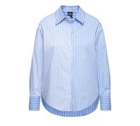 Ulla Popken Hemdbluse, Streifenmix, Oversized, Hemdkragen, Langarm Camicia da Donna, Azzurro, 60/62 IT
