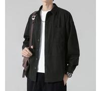 Camicia da lavoro a maniche lunghe da uomo, tinta unita, strato base per costruzione e ferrovia, top in poliestere traspirante M-2XL (nero XXL)