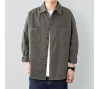 Camicia da lavoro a maniche lunghe da uomo, tinta unita, strato base per costruzione e ferrovia, top in poliestere traspirante M-2XL (verde, M)