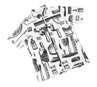 Camicia da Lavoro da Parrucchiere, Maniche Corte, Fibra Bianca M | Tessuto Traspirante e Confortevole, Chiusura a Zip, Tasche Pratiche, per Coloristi Domestici, Rapido Asciug